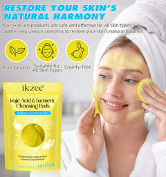 Kojic Acid and Turmeric Cleansing Pads, Turmeric Kojic Acid Lemon Chamomile Pads, Kojic Acid Turmeric Cleansing Pads for Face -60PCS Yellow-60PCS 60 Count (Pack of 1)